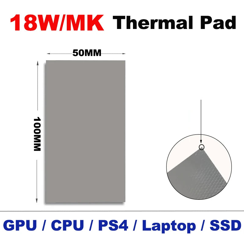 22W/mk 100x100mm Soft Thermal Pad Sheets 0.5mm 1.0mm 1.5mm 2.0mm 2.5mm Thick Silicone Thermal Conductive Gap Pads GPU CPU Laptop