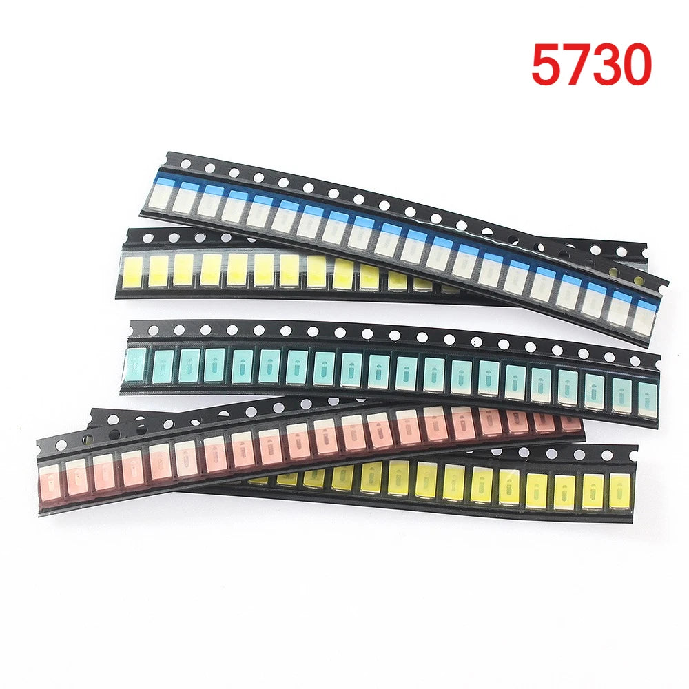 5 Colors SMD LED Light Emitting Diode Assortment Kit - 100pcs 0603/0805/1206/1210/5050/5730 Miniature LED Diodes