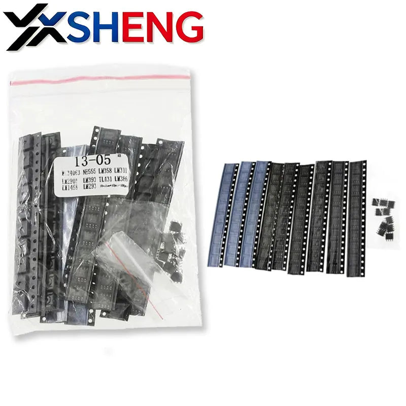 100PCS 10Value Amplifier Circuit DIY Electronic Set SOP-8 NE555 LM358 MC34063 LM393 LM386 LM1458 LM311 TL431 LM293 LM2903 SMD IC