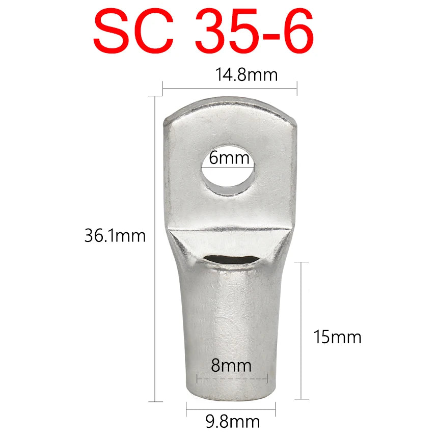 SC 1.5-120mm2 SC1.5/2.5/4/6/10/16/25/35/50/70/95/120 Copper Battery Bolt Screw Hole Ring Connector Wire Cable Lug Crimp Terminal