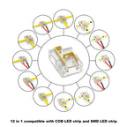 12 In 1 Compatible With COB LED Strip And SMD LED Light Strip Multifunctional Wire Connectors 2 Pin For 8mm 10mm Terminal Blocks