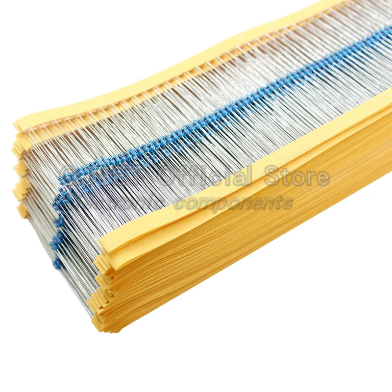 100pcs 1/6W Metal Film Resistors 1/8W 1% 0.125W 10 100 200 220 330 470 Ohm 4.7K 1K 2.2K 10K 47K 200k 220k 510k 100k 470K 1M Ohms