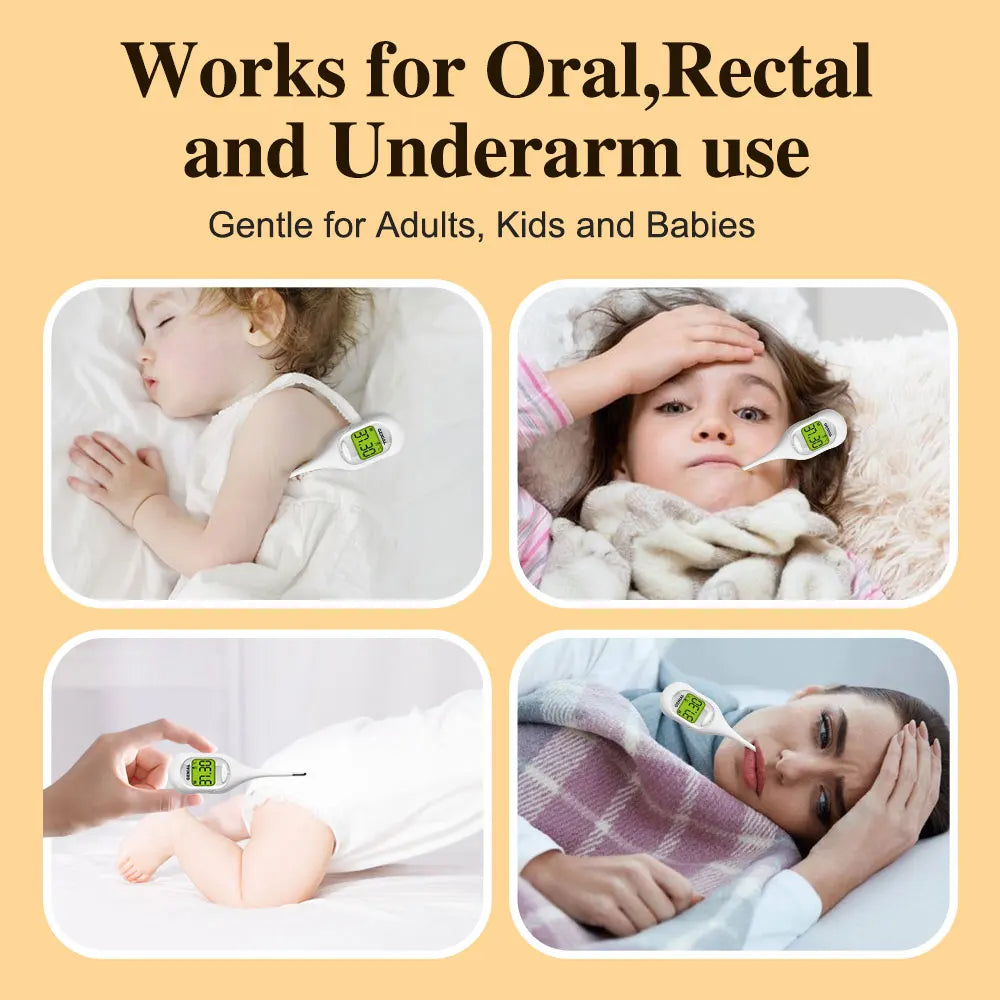 10S Digital Thermometer for Baby, Kids & Adults, Color-Coded Readings, Oral, Baby Rectal Thermometer or Under The Arm