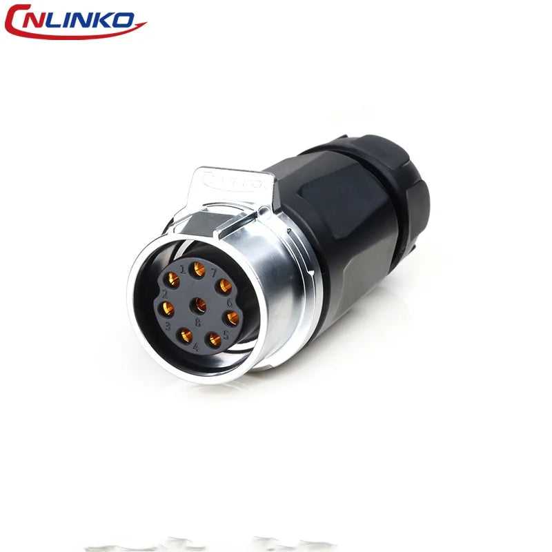 CNLINKO M28 8Pin Circular Aviation Connector Waterproof 15A 300V Solder Type Quick Snap Lock for Industrial Control Systems