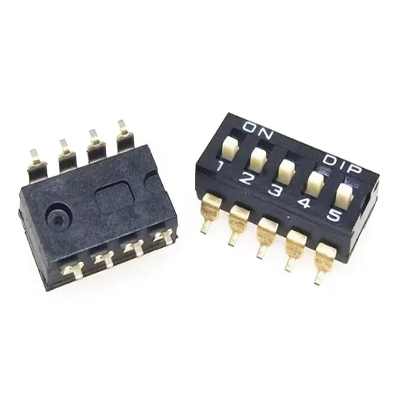 Slide Type SMT SMD Dip Switch Toggle 2.54mm 2Row 4Pin 2 Position/8 Pin 4 Position/16Pin 8 Position Black Switch Gold Plated Pin
