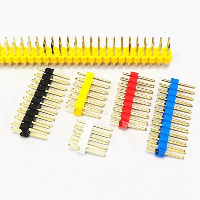 50pcs 2.54mm Gold/Nickel-plated Copper Pin 2X2/3/4/5/6/7/8/10/15/20/40Pin Colorful PCB Board Spacer Male Pin Header Long 11.5mm