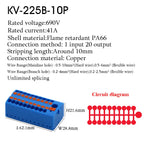 1PC 225 Series Wire Connectors Plug-in Electrical Terminal Block Spliceable One In Multiple Out Splitter Guide Rail Junction Box