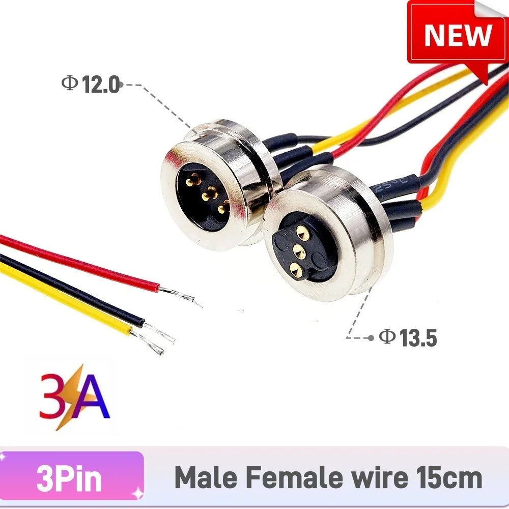 Magnetic Circular PogoPin Connector 2A Male Female Metal Spring Loaded 1/2/3/4/5/6 Pin DC Power Charger Wire JST SM Gold Plated