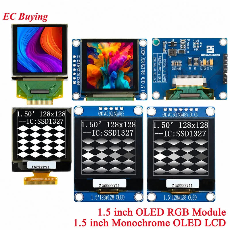1.5 inch OLED Module 1.5" RGB Color 128x128 LCD LED Display Screen 128*128 SSD1327 SSD1351 SPI/IIC I2C for Arduino 4Pin 7Pin