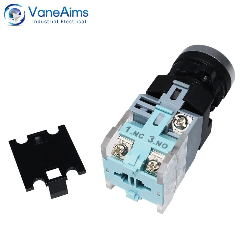 VaneAims 22MM FXB38 Plastic LED Light Push Button Switch 10A 12V 220V Momentary Latching ON/OFF Power Switch with Silver Contact