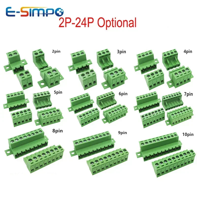 10Pairs Female Male Aerial Butt Weld with PCB Lock 2EDG15EDGRKC-5.08mm 2P-24P Plugin Screw Wire Cable Terminal Block Connector