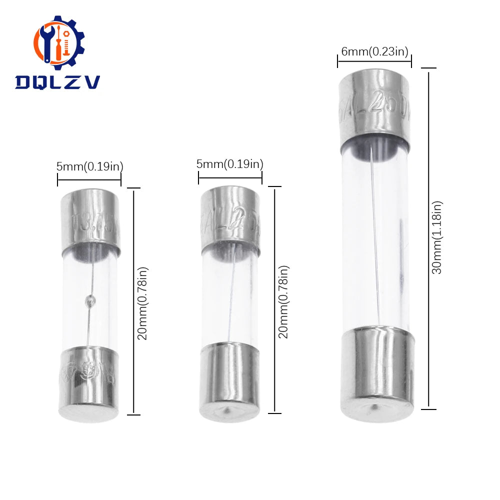 5*20mm 6*30mm Fast Blow Glass Tube Fuses 5x20mm 6x30mm 250V 0.5A 1A 2A 3A 4A 5A 6A 8A 10A 15A 20A 25A 30A AMP Slow Blow Fuse