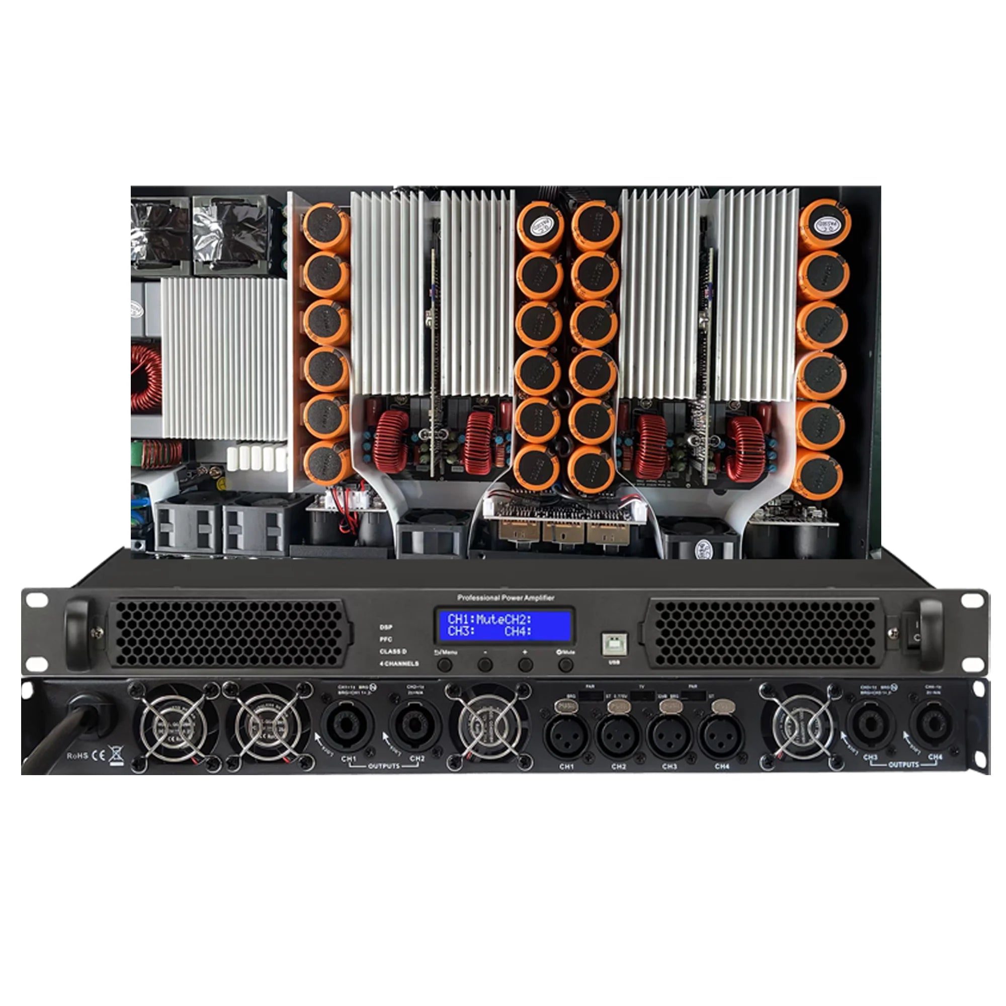 ShennDare Professional Digital DSP Power Amplifier 4x1000W 8OHM 4CH Sound Amplifier Processor DJ Subwoofer Line Array Speaker