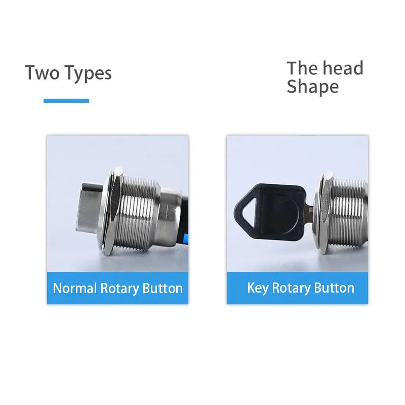 16/19/22mm metal Key rotary push button 2/3 position latching knob Switch Press Button rotary Rotate LED light rotation IP65