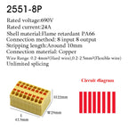 Push-In Wire Connectors Electrical Cable Terminal Block Multiple In/out DIN Rail Mount With Fixing Hole Spliceable DIY connectio