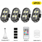 RGB LED Strobe Light Motorcycle LED Flash Wireless Remote Control Aircraft Airplane Helicopter Warning Lights with USB Charging