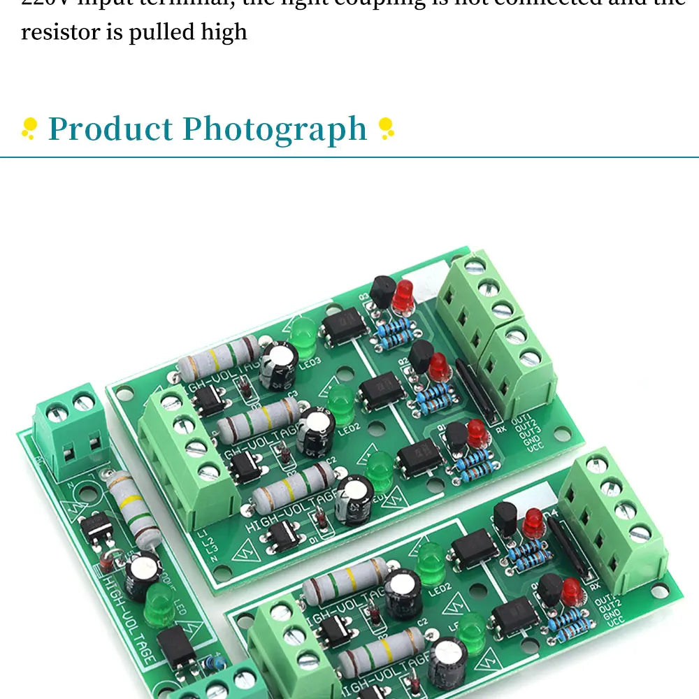 1/2/3/4/8-Bit AC 220V Optocoupler Isolation Module Voltage Detect Board Adaptive 3-5V For PLC Isolamento Fotoaccoppiatore Module
