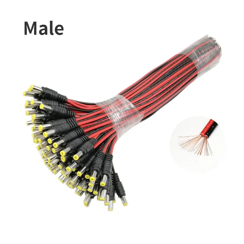 1 5 10piece Male Female DC Power Connector 5V 12V 5.5x2.1mm Wire Cable Plug Adapter for TV Camera 5050 2835 LED Strip Tape Light
