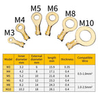150Pcs M3/M4/M5/M6/M8/M10 Ring-Terminal Wire Quick Connector Terminal Brass Crimp Terminal Assorted Kit