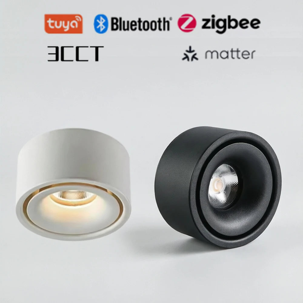 LED Surface Mounted Ceiling Light, 3CCT TUYA Bluetooth/Zigbee Matter Smart Spotlight Dimmable AC110V 220V Indoor Lighting