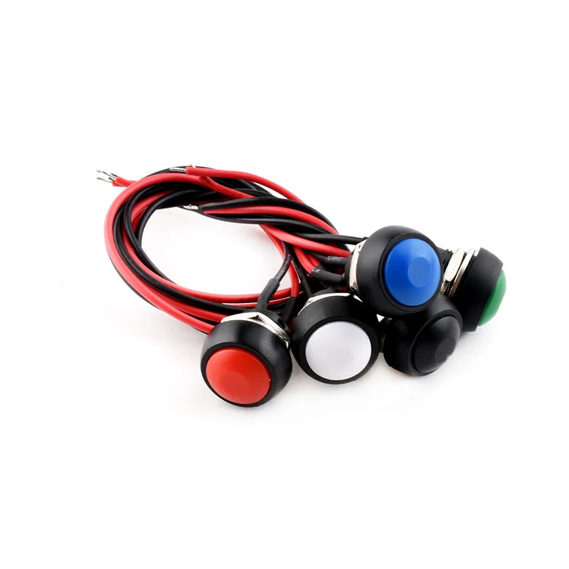 12mm Waterproof Momentary Push Button Switch PBS-33B Mini Round ON/Off Switch With Pre-wired Leads Self-Reset for Arduino DIY