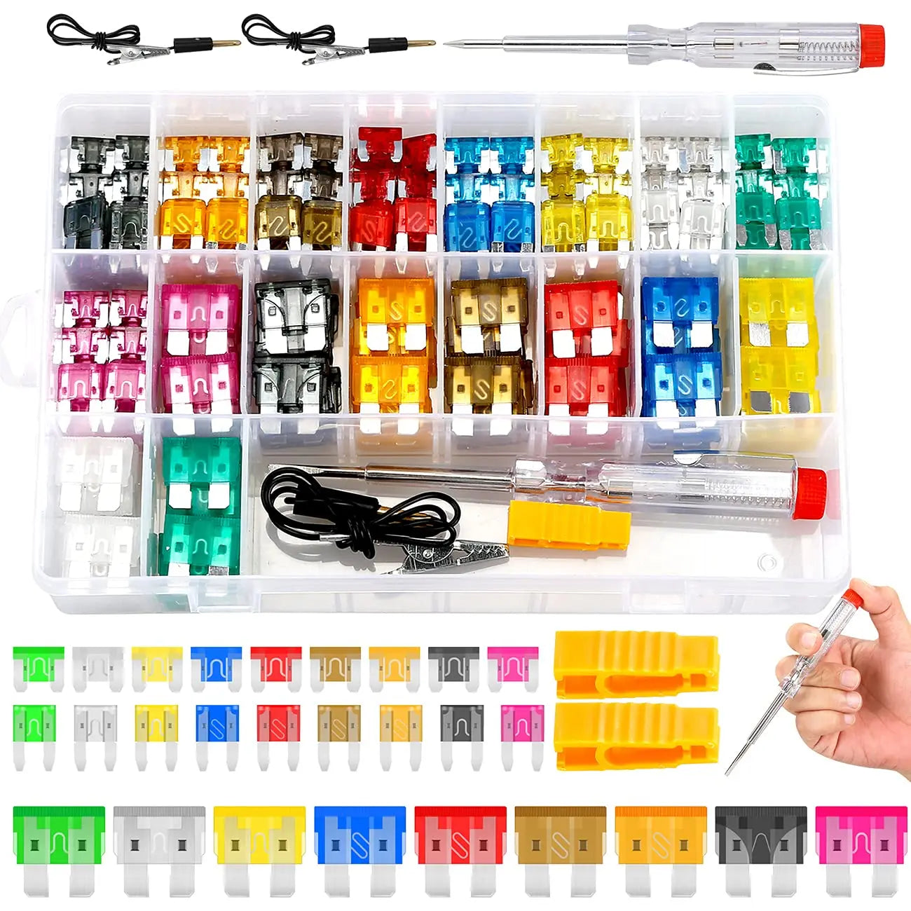 1000/306/120/50PCS Car Fuses Assortment Kit, Mixed Vehicle Blade Fuses - Standard & Mini & Low Profile Mini Fuse
