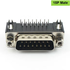 5pcs D-SUB 9 15 25 37 Pin Male Female PCB Connector With Set Screw Plug Socket Adapter Right Angle 2 Rows DB9 DB15 DB25 DB37