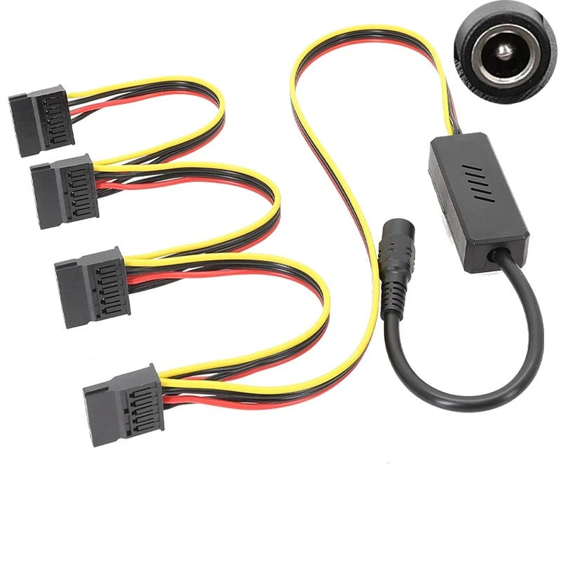 DC 5525 To SATA IDE Hard Drive Power Supply Cable DC 12V To 4Pin Molex/ SATA Hard Drive Cable Step-down Voltage Regulator