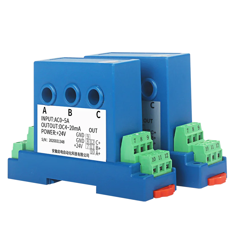 3 Phase AC 5A 10A 50A Current sensor Transmitter 4-20ma 0-5V 0-10V RS485 output Perforated Ampere current voltage Transducer
