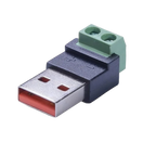 USB 2.0 Type A Male to 2 Pin Terminal Block Solderless Quick Connect Green Terminal for Charging Cable Power Bank DIY Connector