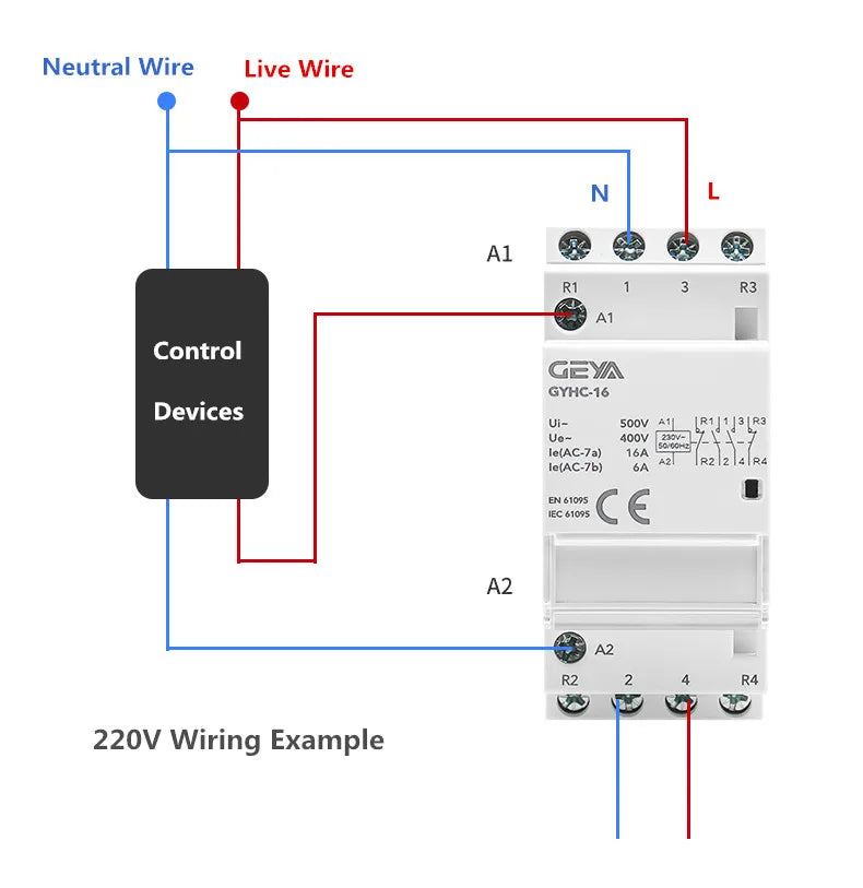 GEYA Din Rail Mounted Household Modular AC Contactor for Smart Home House Hotel AC220V 2P 16A 20A 25A 2NC 2NO 1NO1NC 50/60Hz