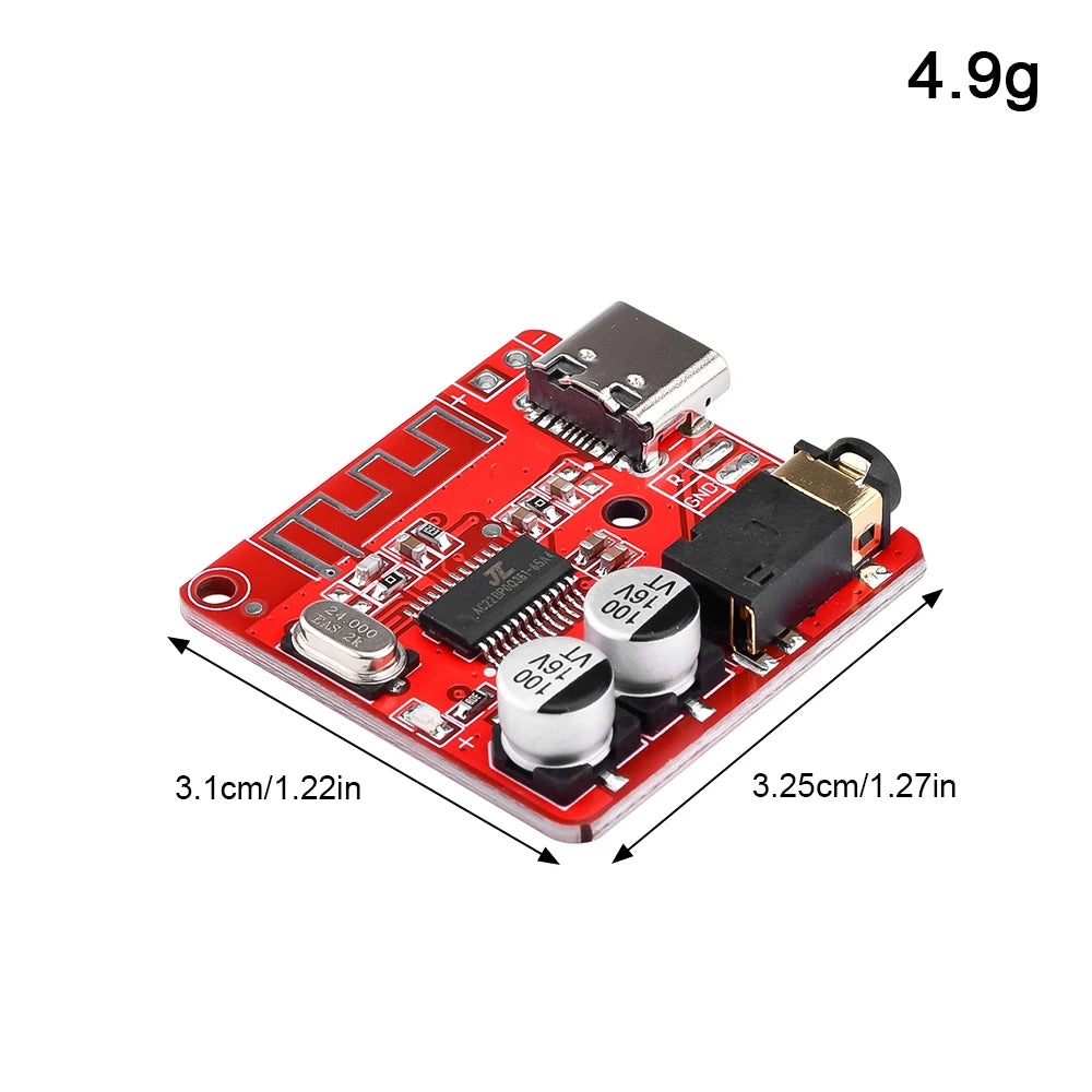 1-100pcs Bluetooth Audio Receiver Board Bluetooth 5.1 MP3 Lossle Decoder Micro USB 3.5mm Audio Output Amplifier Module Type-C 3W
