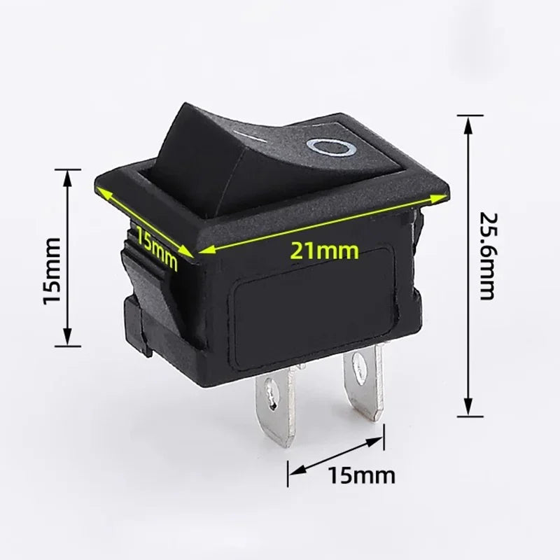 5/20/100PCS KCD1-101 6A 250V 10A 125V Rocker Switch 2 Pin Car Boat Switch ON/OFF Rocker Toggle Switch Black 15X21mm