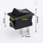 5/20/100PCS KCD1-101 6A 250V 10A 125V Rocker Switch 2 Pin Car Boat Switch ON/OFF Rocker Toggle Switch Black 15X21mm