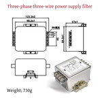 Three-phase three-wire power filter CW12B-3/6/10/20/30/40/60A-SR guideway servo EMI filter anti-interference 380V CW12B-30A-SR-