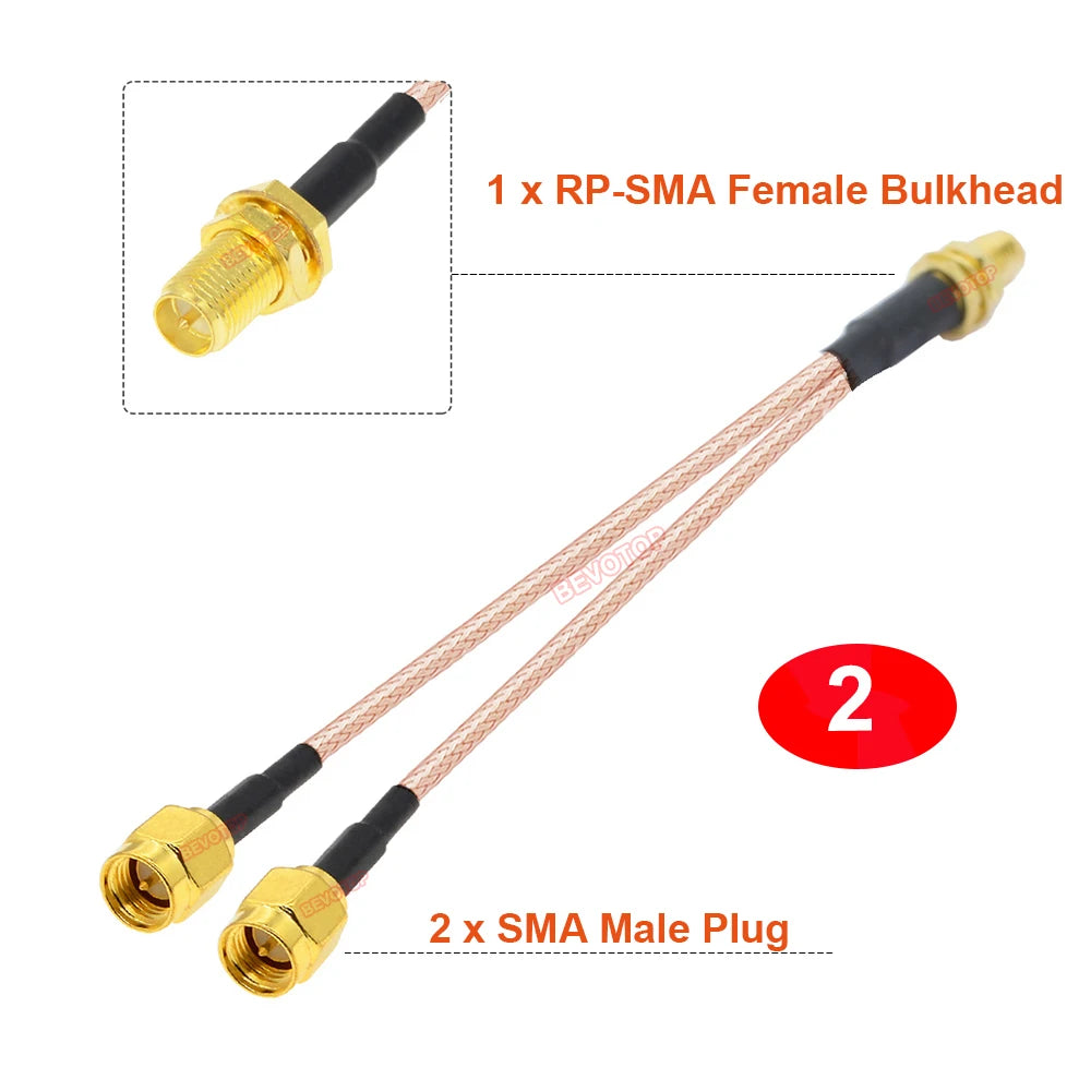 SMA Splitter RG316 2 Way Cable RP SMA Male Female to Dual SMA Male Female 2 X SMA Antenna Adapter Y Type Pigtail RF Coax Cable