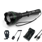 UniqueFire 1508 T38 T50 T67 T75 IR 850NM 5W LED Hunting Flashlight 3 Mode Zoom Night Vision Torch + Rat Tail Mount + USB Charger