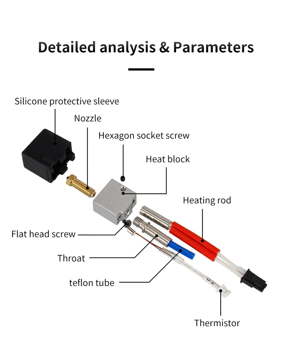 For Anycubic Kobra 2 Hotend Kit, Thermistor Heater Cartridge 0.4mm Print Hot end For Kobra2 Plus/ Kobra2 Pro/ Kobra2 Neo/ Kobra2