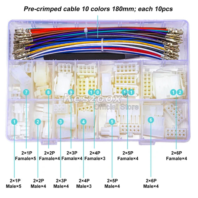 Molex 1.25/2.5/3.0/3.96/4.2mm Connectors  Male Female Connectors Housing with Pre-crimped Cable Molex Connector Kit