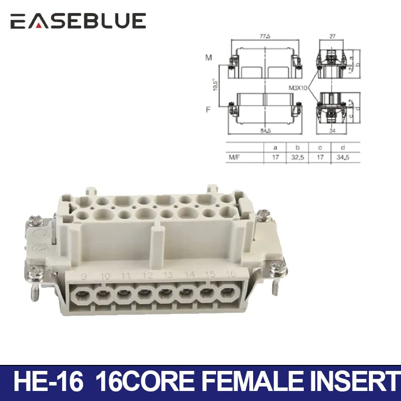 6/10/16/24 Core Heavy-duty Connector HDC-HE Male Connector Core and Female Connector Insert 16A 500V Aviation Plug Core
