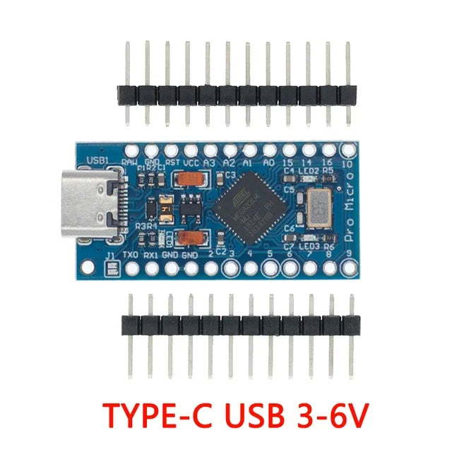 Pro Micro ATMEGA32U4 5V/16MHZ module With the bootloader for arduino MINI USB/Micro USB/TYPE-C with 2 row pin header for arduino