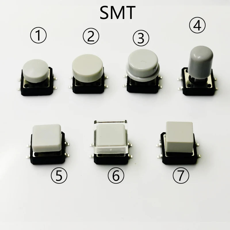 10 Sets Momentary Tactile Button 4PIN SMT/DIP 12X12mm H=9.8/9/16.8mm With Cap Tact Switch Push Button Switch Micro Key Button