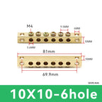 1 PCS Multi Specification Brass Ground Strip 5/6/7/8/9/10/12/15/20 Hole Brass Rod Grounding Terminal Ground Bar Terminal Strip