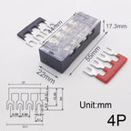 1pcs 15A 600V Dual Row Strip Screw Terminal Block With 2pcs Terminal Strip Short Piece TB Connector 3 4 5 6 8 10 12 Position