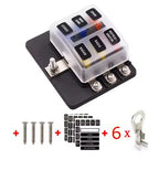 Universal Car 6 Way 8 Way Blade Fuse Terminal Block Auto Track Fuse Holder Box Wiring Power Connector Switch With Light 12V 24V