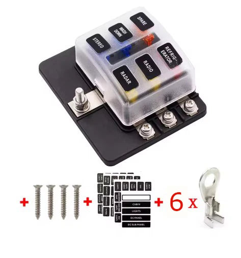Universal Car 6 Way 8 Way Blade Fuse Terminal Block Auto Track Fuse Holder Box Wiring Power Connector Switch With Light 12V 24V