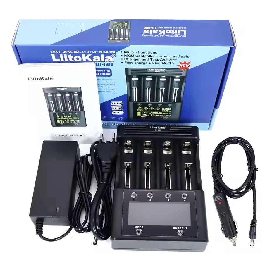 NEW LiitoKala Lii-600 Battery Charger For Li-ion 3.7V NiMH 1.2V battery Suitable 18650 26650 21700 26700 16340 14500 AA AAA