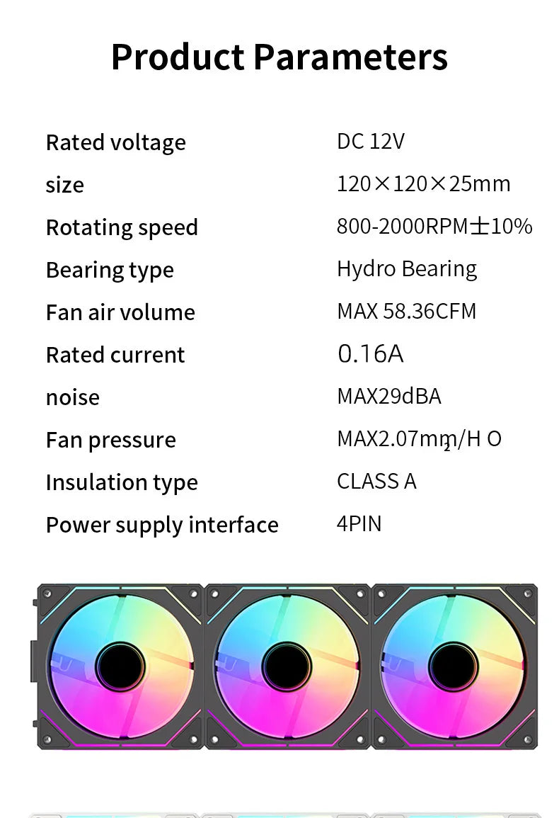 Coolcirc ARGB Infinity Mirror PC Case Fan - 3-Pack 120mm Free Wire-Splicing Cooling Fan with PWM Silent Fan for Computer Case