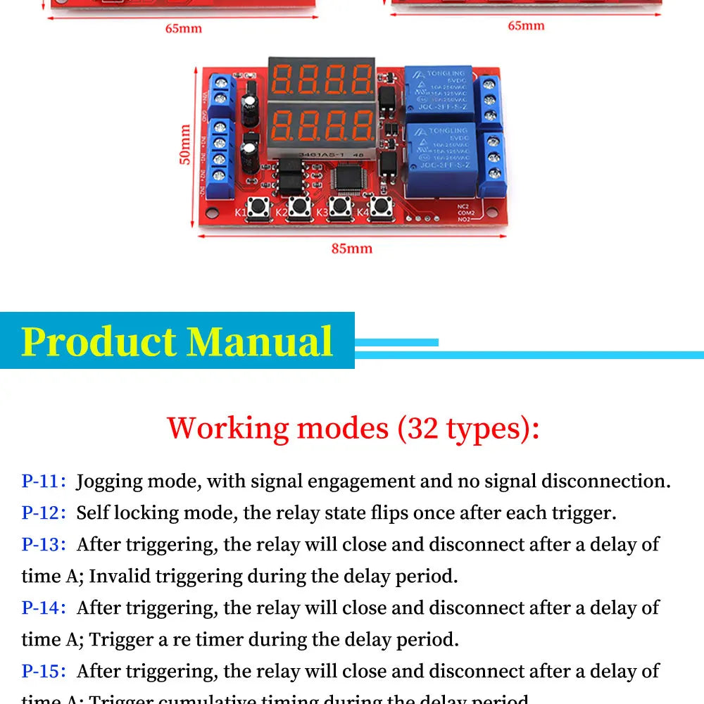 DC 5V 12V 24V 10A Adjustable Time Delay Relay Module LED Digital Timming Relay Timer Delay Trigger Switch Timer Control Switch