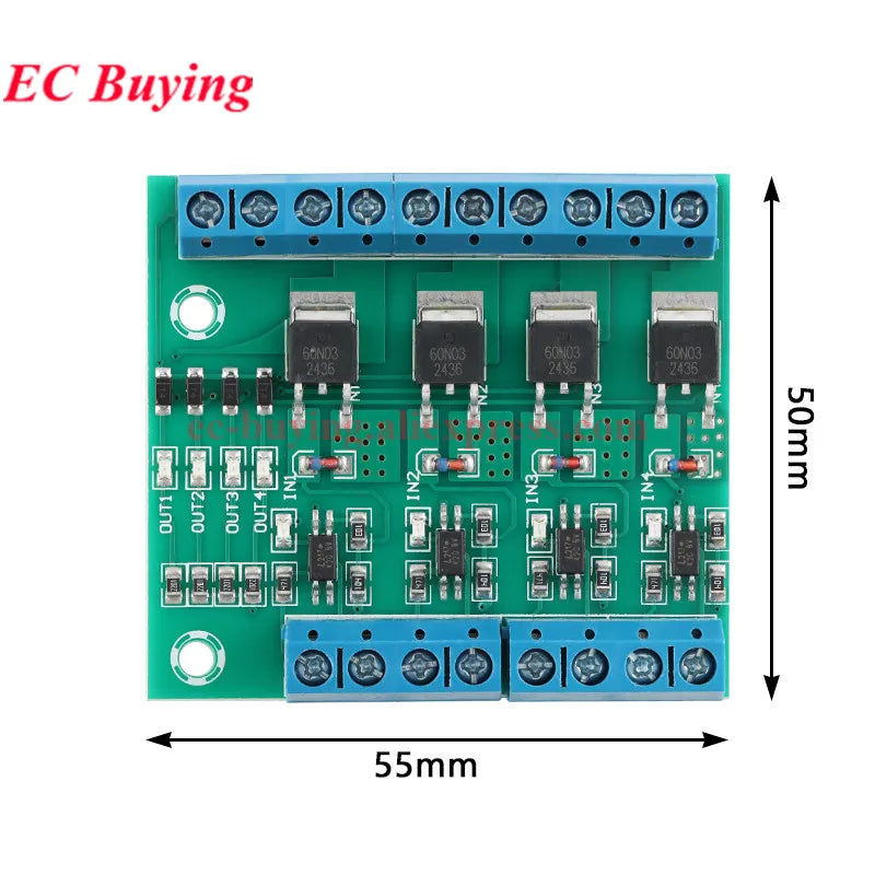 MOS FET F5305S 60N03 4 Channels Pulse Trigger Switch Controller PWM Input Steady For Motor LED 4 Way 4ch Diy Electronic Module
